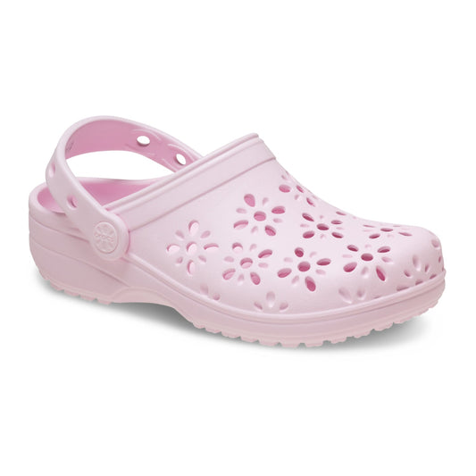 Crocs Classic Floral Cut Out Kids Clogs (210943) - Pink Milk