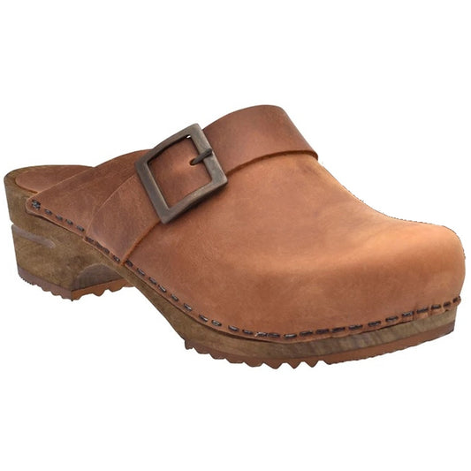 Sanita Big Buckle Danish Clogs Chestnut 453062