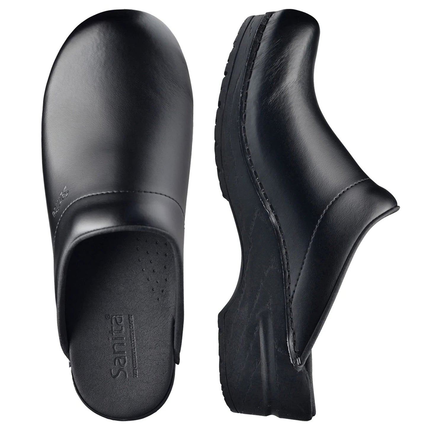 Sanita Sonja PU Smooth Clogs in Black (1500047)