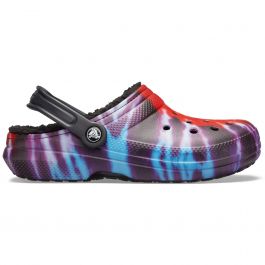 Crocs with cheap fur tie dye