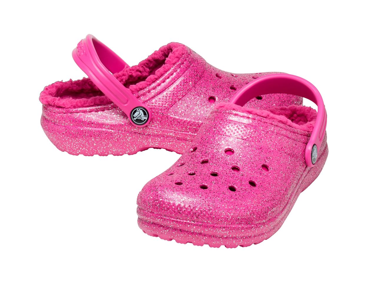 Crocs Classic Glitter Lined Kids Clog 207462 Fuchsia Fun Multi World of Clogs