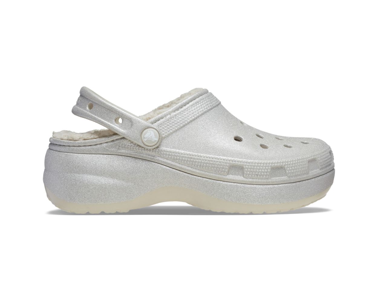 Crocs Classic Platform Glitter Lined Clog 210413 Silver